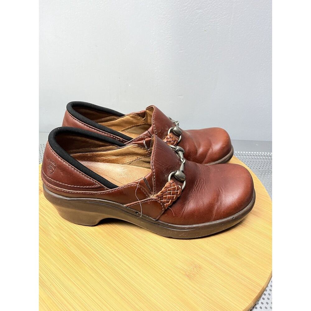 Ariat Del Mar brown slip-on mules clogs shoes women's size 6.5 leather 93628